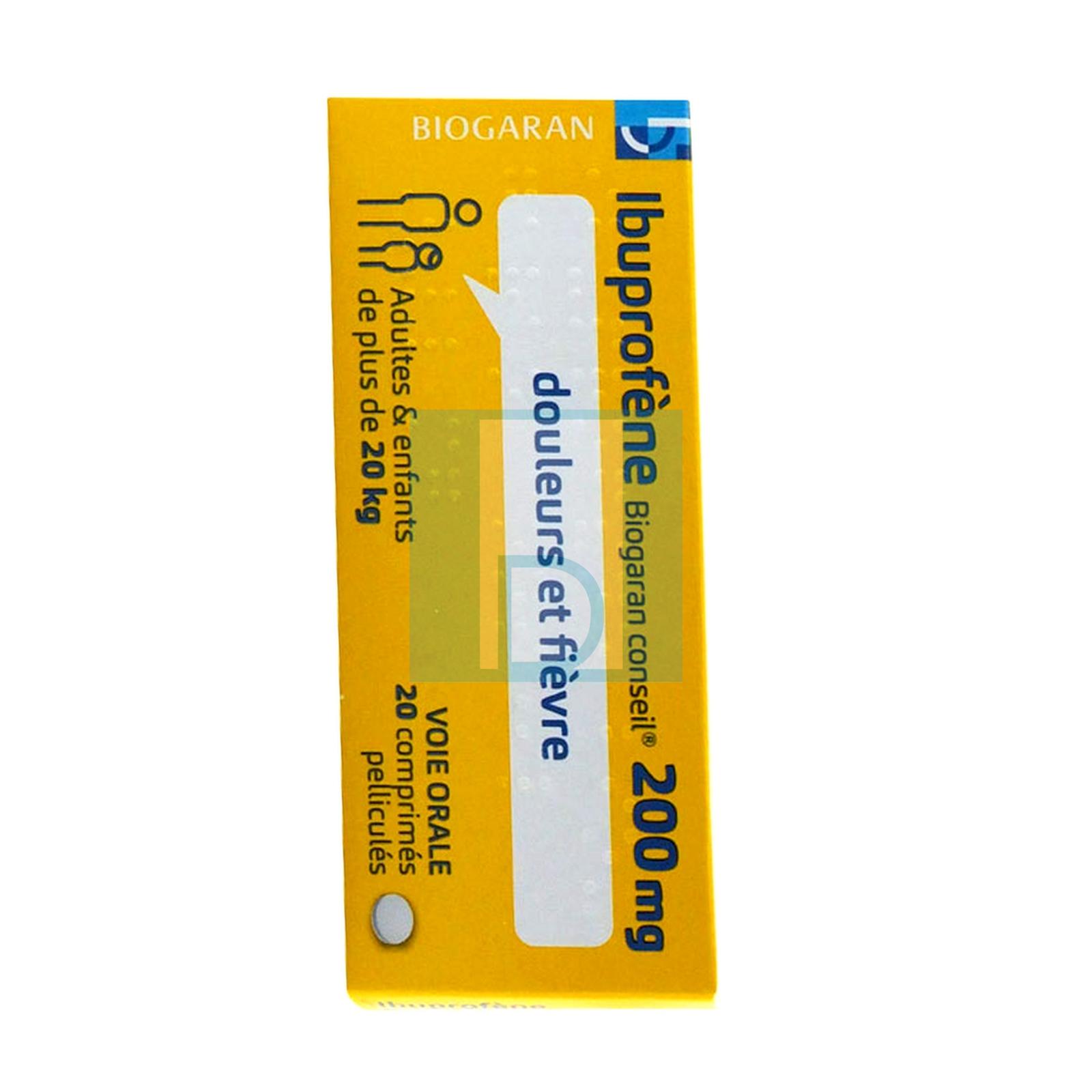 IBUPROFENE BIOGARAN 200 mg 20 comprimés pelliculés Voie Orale  image 5