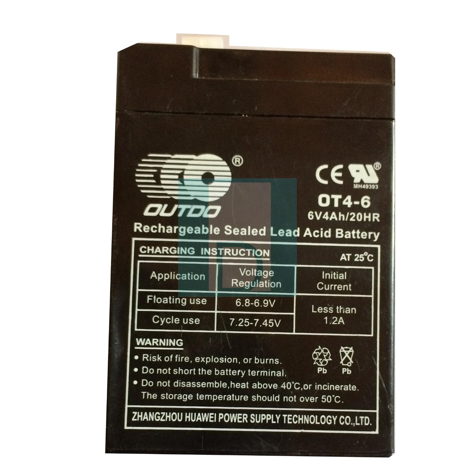 OUTDO OT4-6 6V4Ah/20HR Batterie Plomb-acide Scellée Rechargeable, Rechargeable Sealed Lead Acid Battery, Batterie Ventilateur Rechaegeable DELTA // BML   image 2